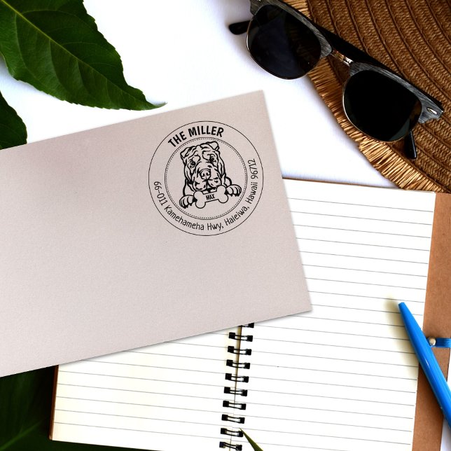 Shar Pei Dog Return Address Family Rubber Stamp (Creator Uploaded)