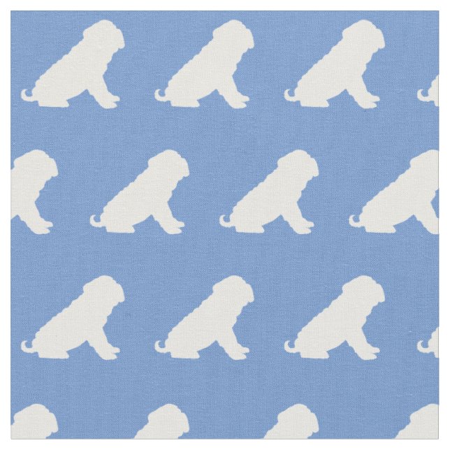 Shar Pei Dog Silhouette Pet Light Blue Fabric (Close Up)