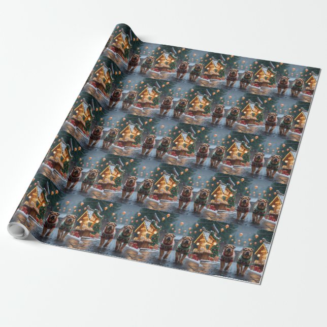 Shar Pei  Dogs Christmas Snow Holiday Wrapping Paper (Unrolled)