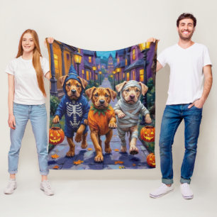 Shar Pei Dogs Trick-or-Treating Halloween Costumes Fleece Blanket