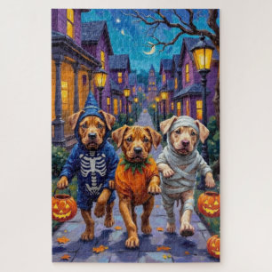Shar Pei Dogs Trick-or-Treating Halloween Costumes Jigsaw Puzzle