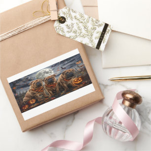 Shar Pei Halloween Spooky Rectangular Sticker