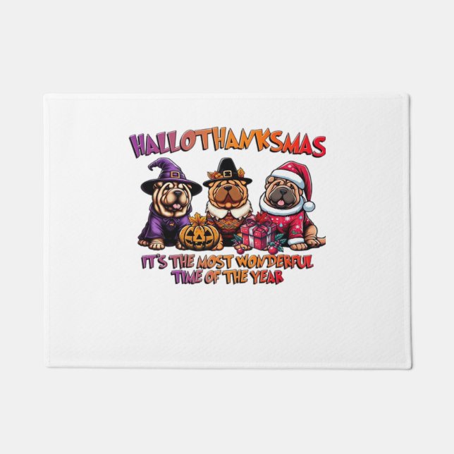 Shar Pei Halloween Thanksgiving Christmas Classic  Doormat (Front)