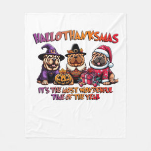 Shar Pei Halloween Thanksgiving Christmas Classic Fleece Blanket