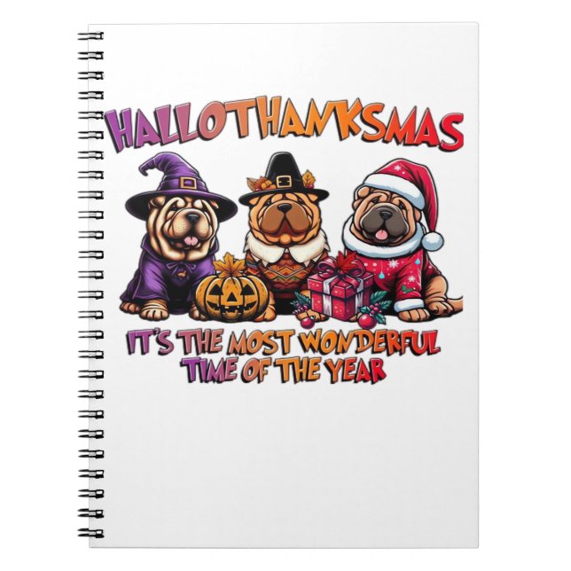 Shar Pei Halloween Thanksgiving Christmas Classic  Notebook (Front)