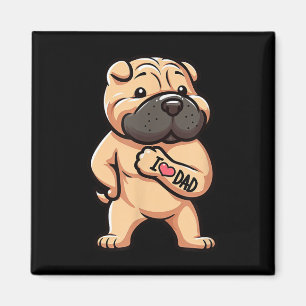 Shar Pei I Love Dad Funny Dog Tattoo _1  Magnet