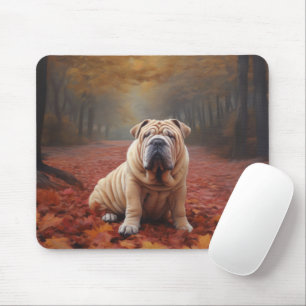 Shar Pei in Autumn Leaves Fall Inspire Mouse Mat