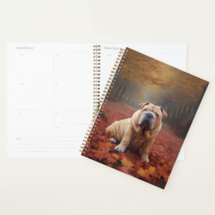 Shar Pei in Autumn Leaves Fall Inspire Planner