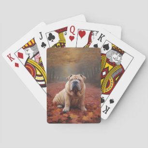 Shar Pei in Autumn Leaves Fall Inspire Playing Cards