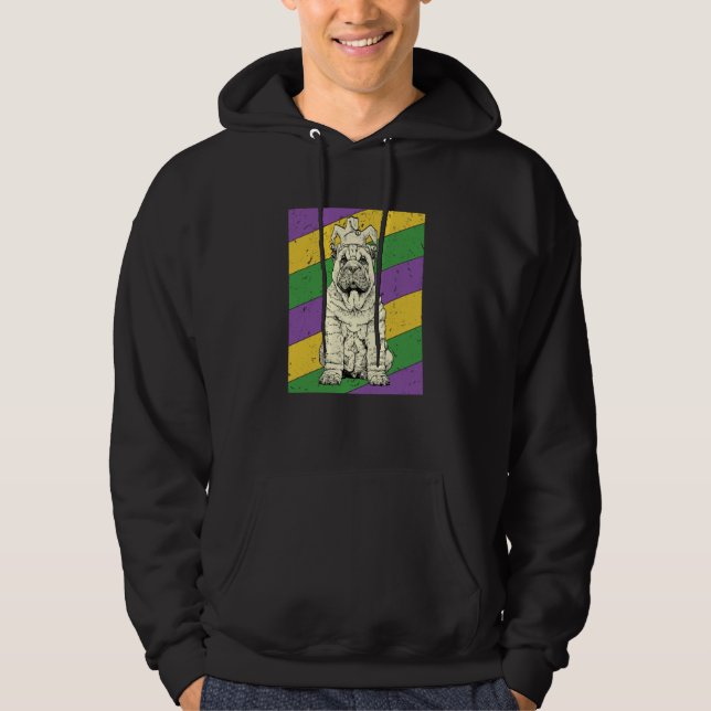 Shar Pei Jester Mardi Gras Dog Mom or Dad Hoodie (Front)