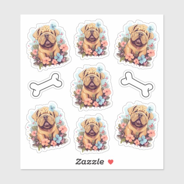 Shar Pei Meets Flowers (Sheet)