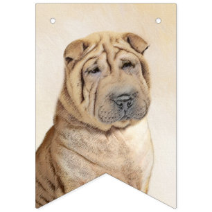 Shar Pei Painting - Cute Original Dog Art Bunting