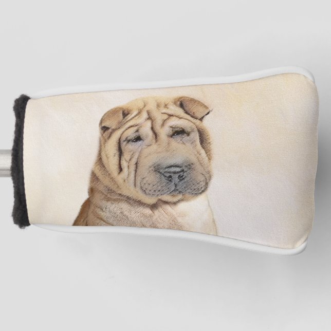 Shar Pei Painting - Cute Original Dog Art Golf Head Cover (Front)
