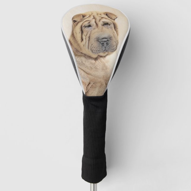 Shar Pei Painting - Cute Original Dog Art Golf Head Cover (Front)