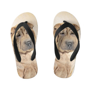 Shar Pei Painting - Cute Original Dog Art Kid's Flip Flops