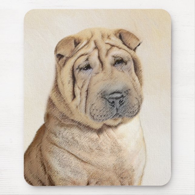 Shar Pei Painting - Cute Original Dog Art Mouse Mat (Front)