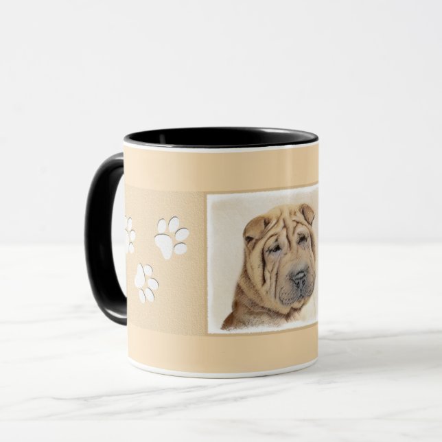Shar Pei Painting - Cute Original Dog Art Mug (Front Left)