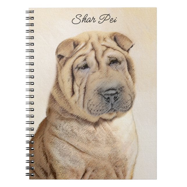 Shar Pei Painting - Cute Original Dog Art Notebook (Front)