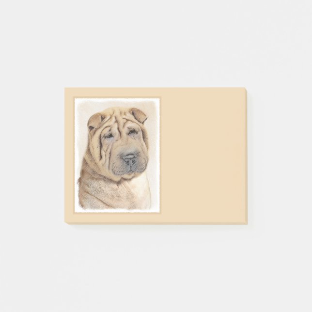 Shar Pei Painting - Cute Original Dog Art Post-it Notes (Front)