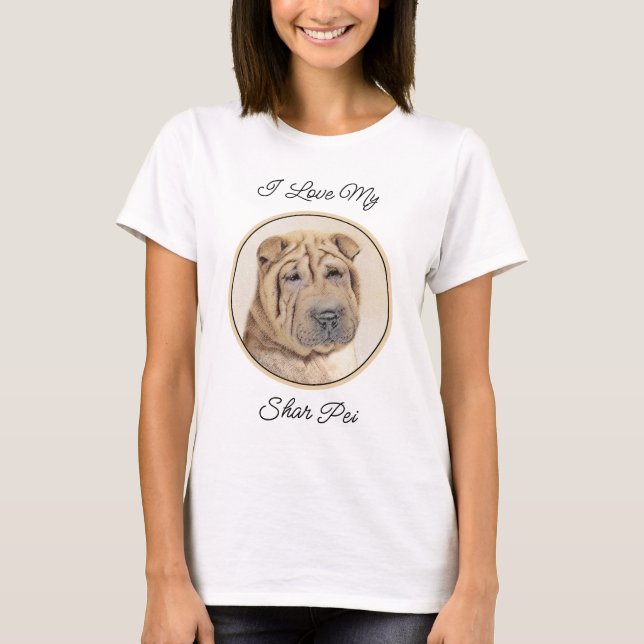Shar Pei Painting - Cute Original Dog Art T-Shirt (Front)
