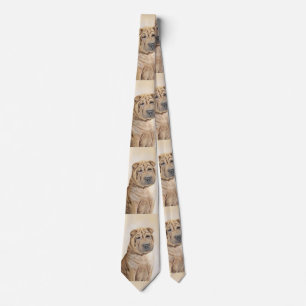 Shar Pei Painting - Cute Original Dog Art Tie