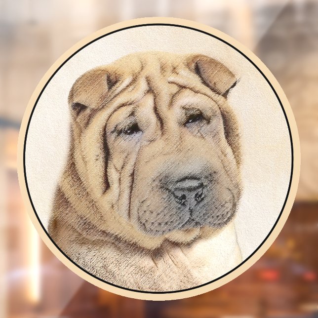 Shar Pei Painting - Cute Original Dog Art Window Cling (Sheet 2)
