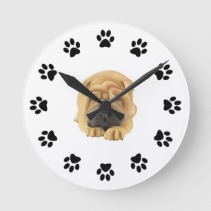Shar Pei Paw Print Wall Clock