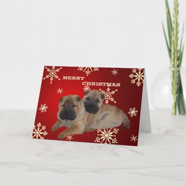 Shar Pei Puppies Snowflake card (Front)
