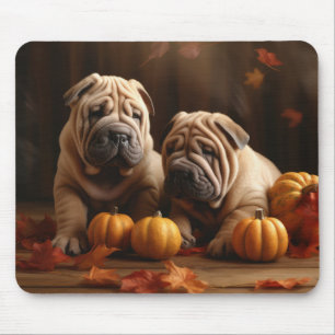 Shar Pei Puppy Autumn Delight Pumpkin Mouse Mat