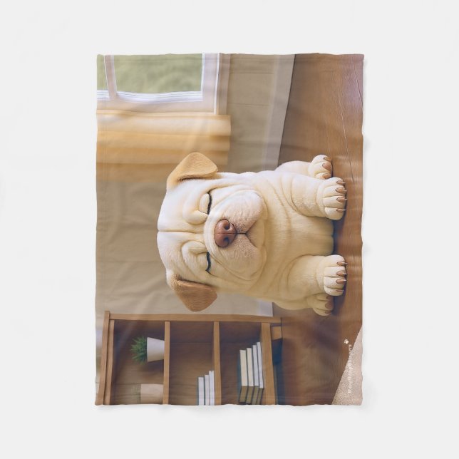 Shar Pei Puppy - Soft Serenity by WangWang Fleece Blanket (Front)