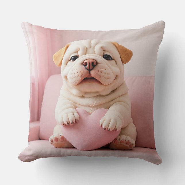 Shar Pei Puppy – Sweet Embrace by WangWang Cushion (Front)