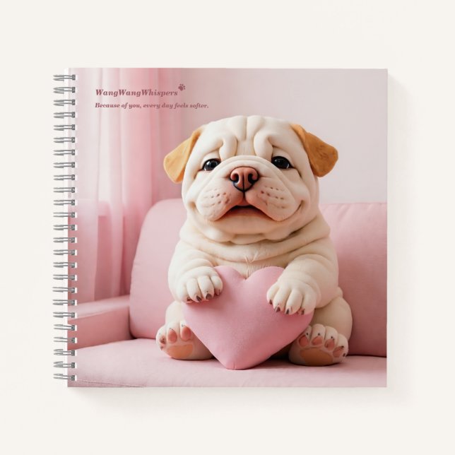 Shar Pei Puppy – Sweet Embrace by WangWang Notebook (Front)