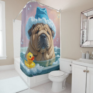 Shar Pei Sloppy Sleepy Cute Funny Shower Curtain