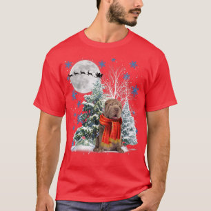 Shar Pei Under Moonlight Snow Christmas Pajama  T-Shirt