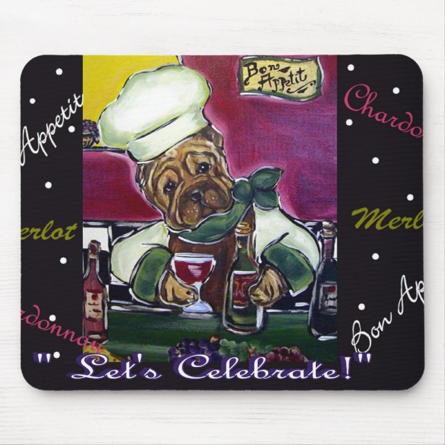 Shar-Pei Wine Chef Mouse Mat (Front)