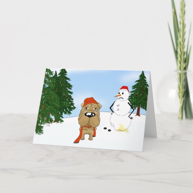 Shar-Pei Winter Scene Holiday Card (Front)
