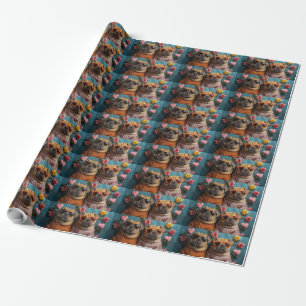 Shar Pei with Heart Roses Valentine's Day Wrapping Paper