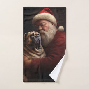 Shar Pei With Santa Claus Festive Christmas  Bath Towel Set