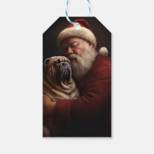 Shar Pei With Santa Claus Festive Christmas  Gift Tags