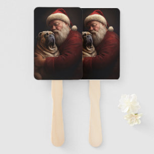 Shar Pei With Santa Claus Festive Christmas Hand Fan