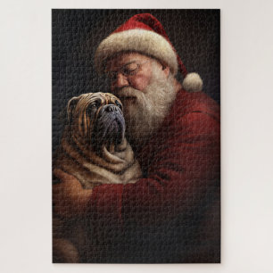Shar Pei With Santa Claus Festive Christmas  Jigsaw Puzzle
