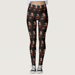 Shar Pei With Santa Claus Festive Christmas  Leggings