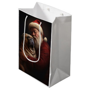 Shar Pei With Santa Claus Festive Christmas  Medium Gift Bag