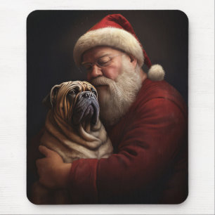 Shar Pei With Santa Claus Festive Christmas  Mouse Mat
