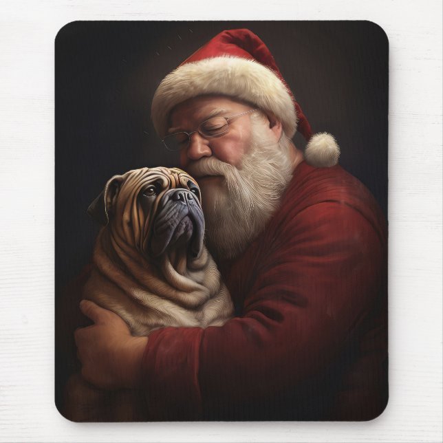 Shar Pei With Santa Claus Festive Christmas  Mouse Mat (Front)