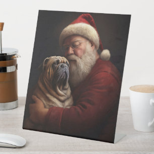 Shar Pei With Santa Claus Festive Christmas  Pedestal Sign