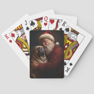 Shar Pei With Santa Claus Festive Christmas  Playing Cards