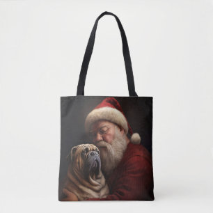 Shar Pei With Santa Claus Festive Christmas  Tote Bag
