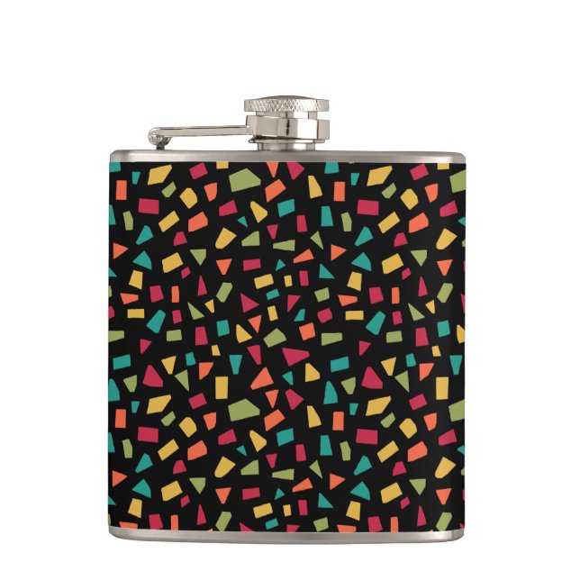 Shards - Colours 02 - on Black Hip Flask (Front)