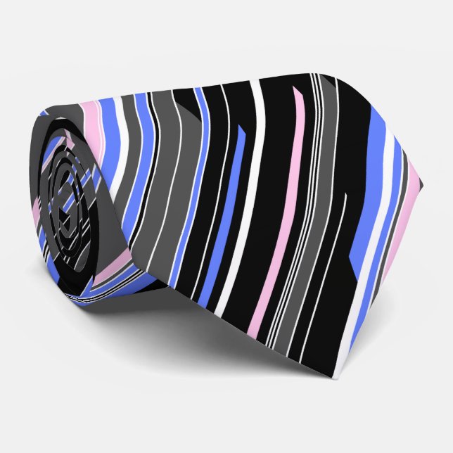 Shards Geometric Striped Black Two-sided Tie (Rolled)